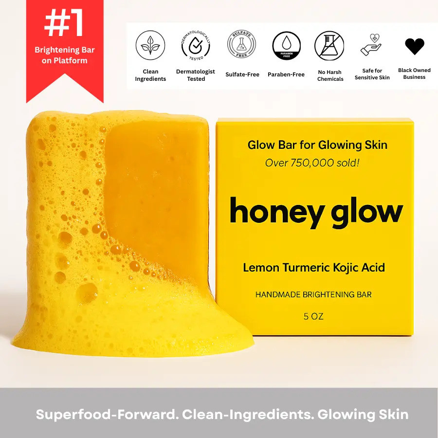 Honey Glow Lemon Turmeric & Kojic Acid Brightening Soap, Dark Spot Remover JGIW
