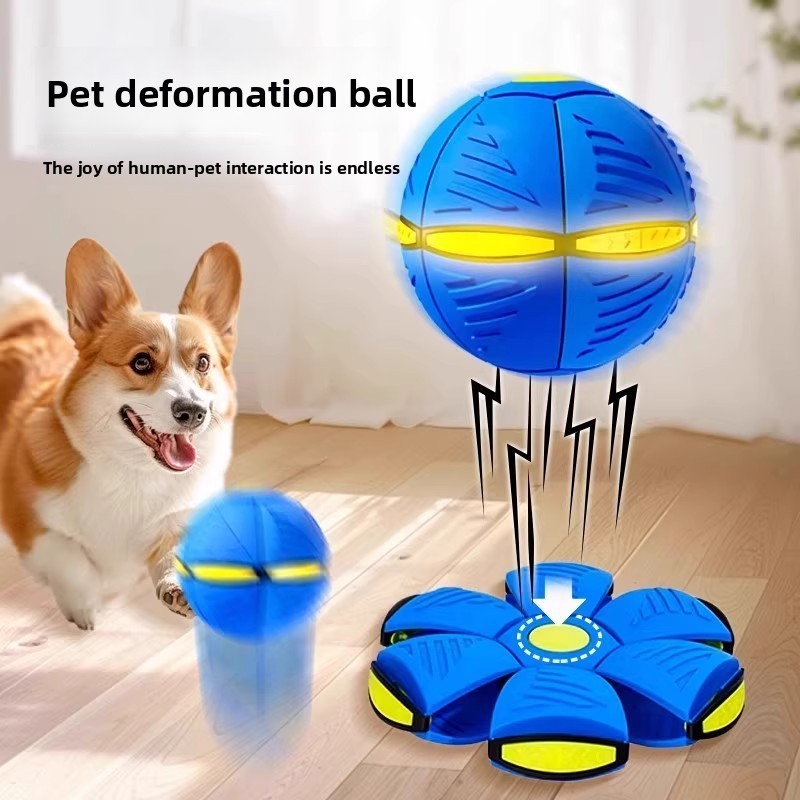 ของเล่นสุนัขแบบโต้ตอบ Deformable Flying Disc Bounce Ball เล่นกลางแจ้ง