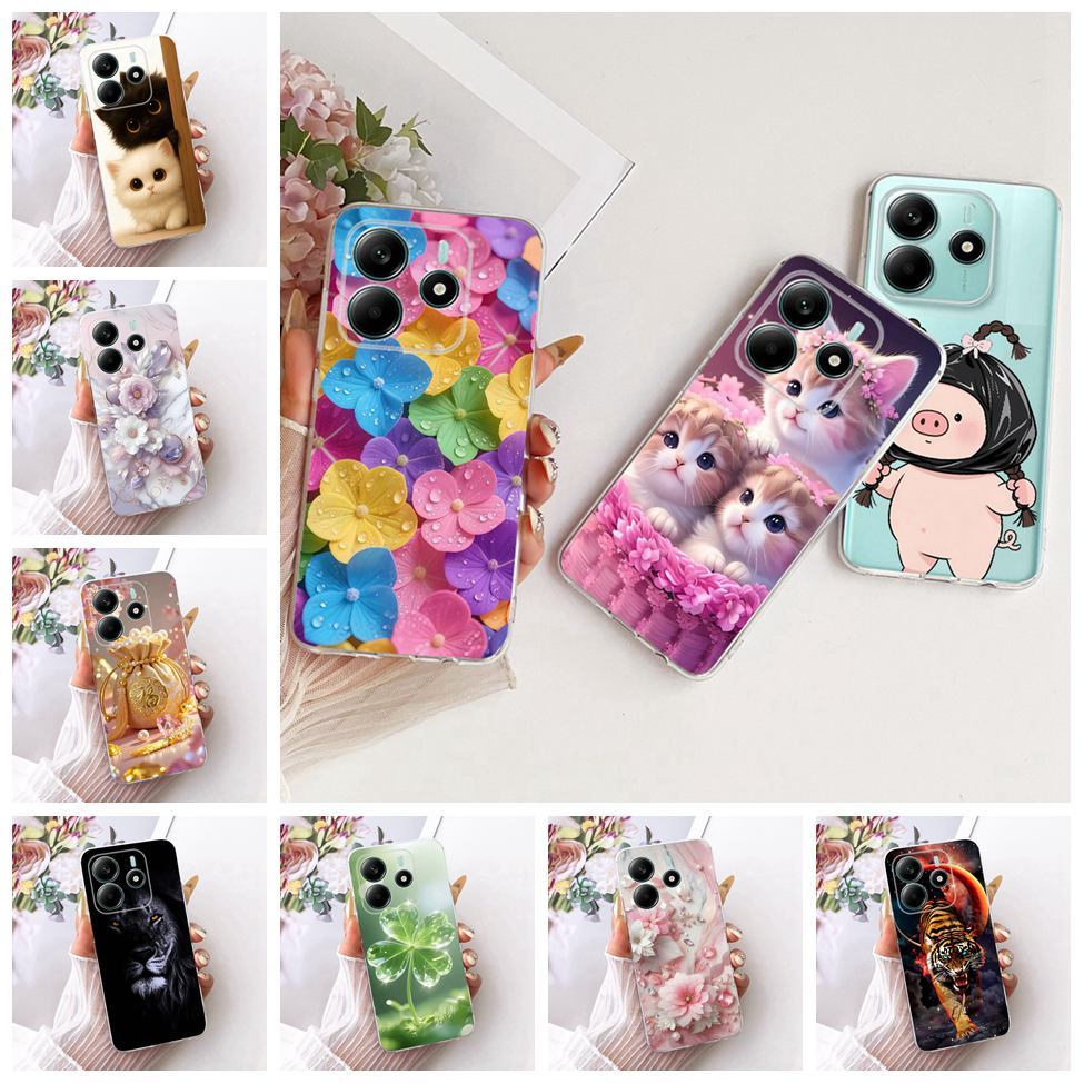 ปลอกใสสําหรับ Redmi หมายเหตุ 14 5G กรณีความงามน่ารักการ์ตูนแฟชั่นผีเสื้อตลกทาสีฝาครอบ 24094RAD4G