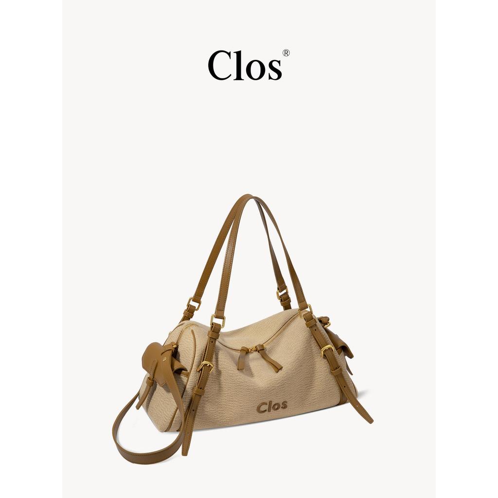 Clos26 ใหม่ Forma Forma Bag Pillow Bag Boston Calfskin Cotton Linen Shoulder Portable Crossbody Bag