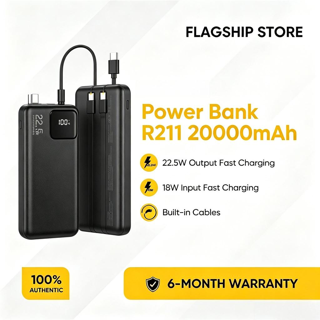 พาวเวอร์แบงค์ R211 10000mAh/20000mAh | 22.5ว เอาท์พุทชาร์จเร็ว | อินพุตชาร์จเร็ว 18W | Powerbank แบบ