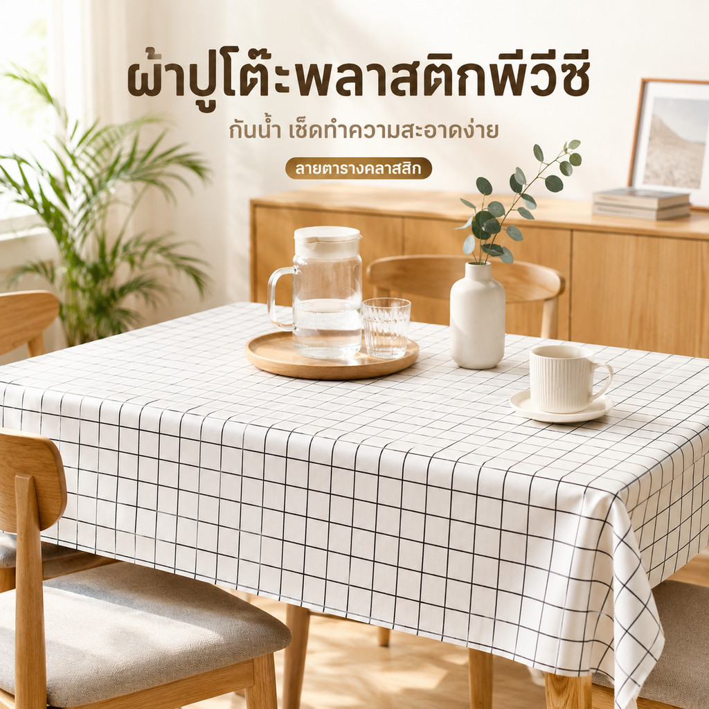 จัดเก็บง่าย ประหยัดพื้นที่ ผ้าปูโต๊ะ PVC กันน้ำ กันเปื้อน ใช้ได้ทั้งปาร์ตี้ โต๊ะอาหาร และคาเฟ่