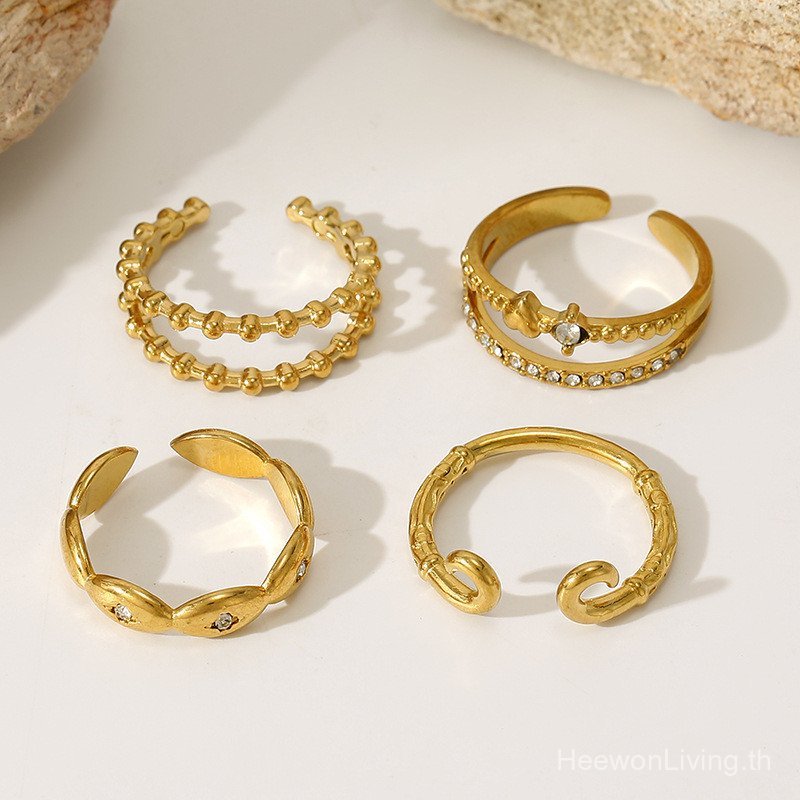 H&L Gold Stackable Crystal Luxury Open Ring