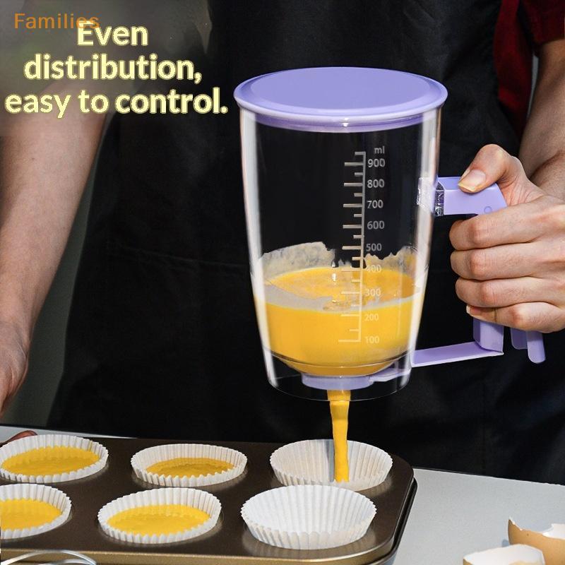 Families> 900ml Mess ฟรี Batter Separator Squeeze Dispenser พร้อมเครื่องหมายวัดสําหรับแพนเค้กวาฟเฟิล