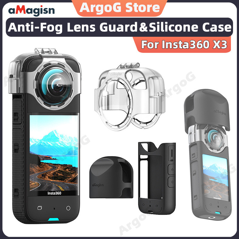 aMagisn เคสซิลิโคน สำหรับ Insta360 X3 Anti-Fog Lens Guards Insta360 X3 Accessories