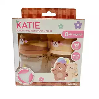 🔥🔥🔥 KATIE (เคที่) ขวดนมสีชา ขวดนมคอกว้าง และคอแคบ ขนาด 4, 5 และ 8ออนซ์ (จุกไม่ดูดไม่ไหล)