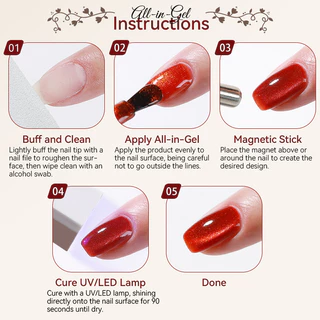 【Local】5 IN 1 แมวตาแม่เหล็กเจล 12ML 1 ขั้นตอนเจลสีแดง Series เล็บแต่งเล็บ Soak Off LED UV เจลเล็บวานิช