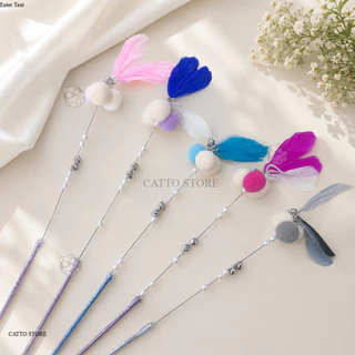 ของเล่นแมว ไม้ตกแมว มีขนนก สนุก ราคาถูก มีกระดิ่ง ไม้ล่อแมว L
