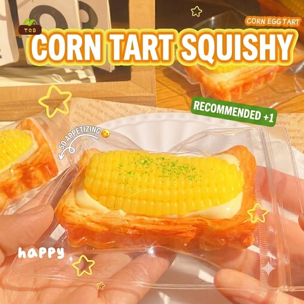 Pastry-Crust Cream Corn Tart Squeeze Toy  Creative Reality Bread-Themed Stress-Relief Toy