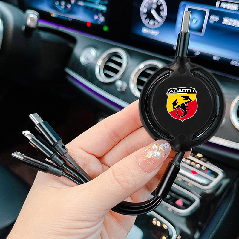 รถ 3 ใน 1 Retractable Micro Data Wire USB Type C 100w Fast Charging สําหรับ Abarth 595 1.4T 500e 695