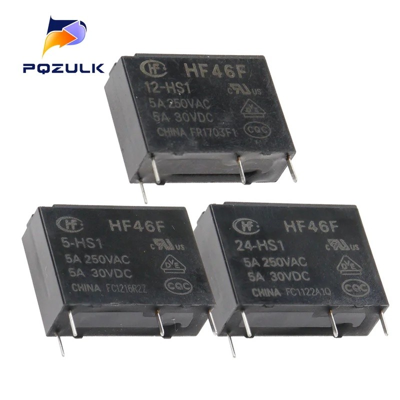 10PCS 5A 4Pin HF46F-5-HS1 HF46F-12-HS1 HF46F-24-HS1 Power Relay A ปกติเปิด 5 12 24 VDC 5A 250VAC