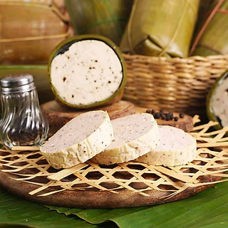 หมูยอห่อใบตองรสพริกไทยดำชุด2แท่ง แถมก๋วยจั๊บแถมน้ำจิ้ม