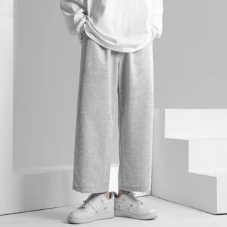 MEFEEE กางเกงวอร์มขากว้างทรงหลวม Unisex กางเกงกีฬาอเนกประสงค์สีดําสีเทา