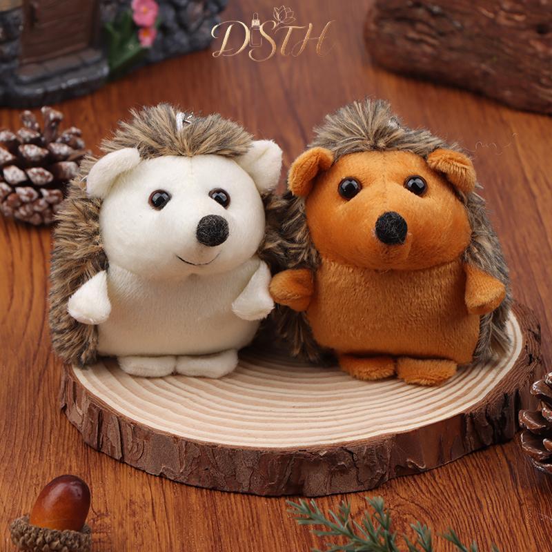 DSTH Soft Plush Hedgehog ตุ๊กตาพวงกุญแจโลหะสีน้ําตาลจี้รถของเล่นพวงกุญแจตกแต่งกระเป๋าโทรศัพท์จี้ HOT