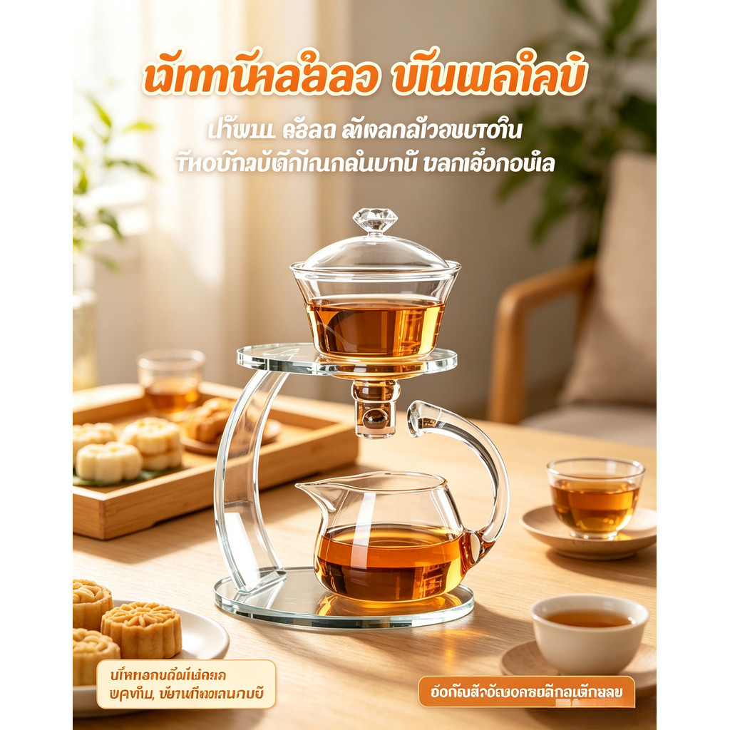 ขี้เกียจแม่เหล็กกังฟูชุดน้ําชาสร้างสรรค์เครื่องชงชาครัวเรือนที่เรียบง่ายกระจกท้องฟ้าแม่เหล็กกาน้ําชาชุดเต็ม
