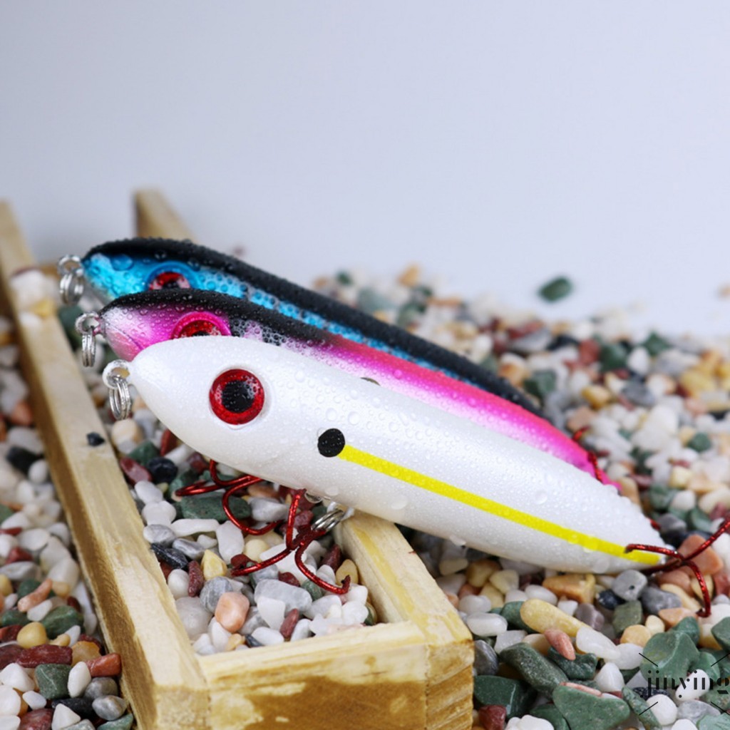 Topwater Fishing Popper Lures Topwater Pencil Lures with Sharp Hook Family Fishing Gear Accessories