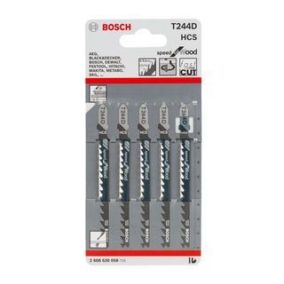 BOSCH ใบเลื่อยจิ๊กซอร์ ตัดไม้โค้ง  รุ่น T244D (5 ใบ/แผง) รับประกันของเเท้