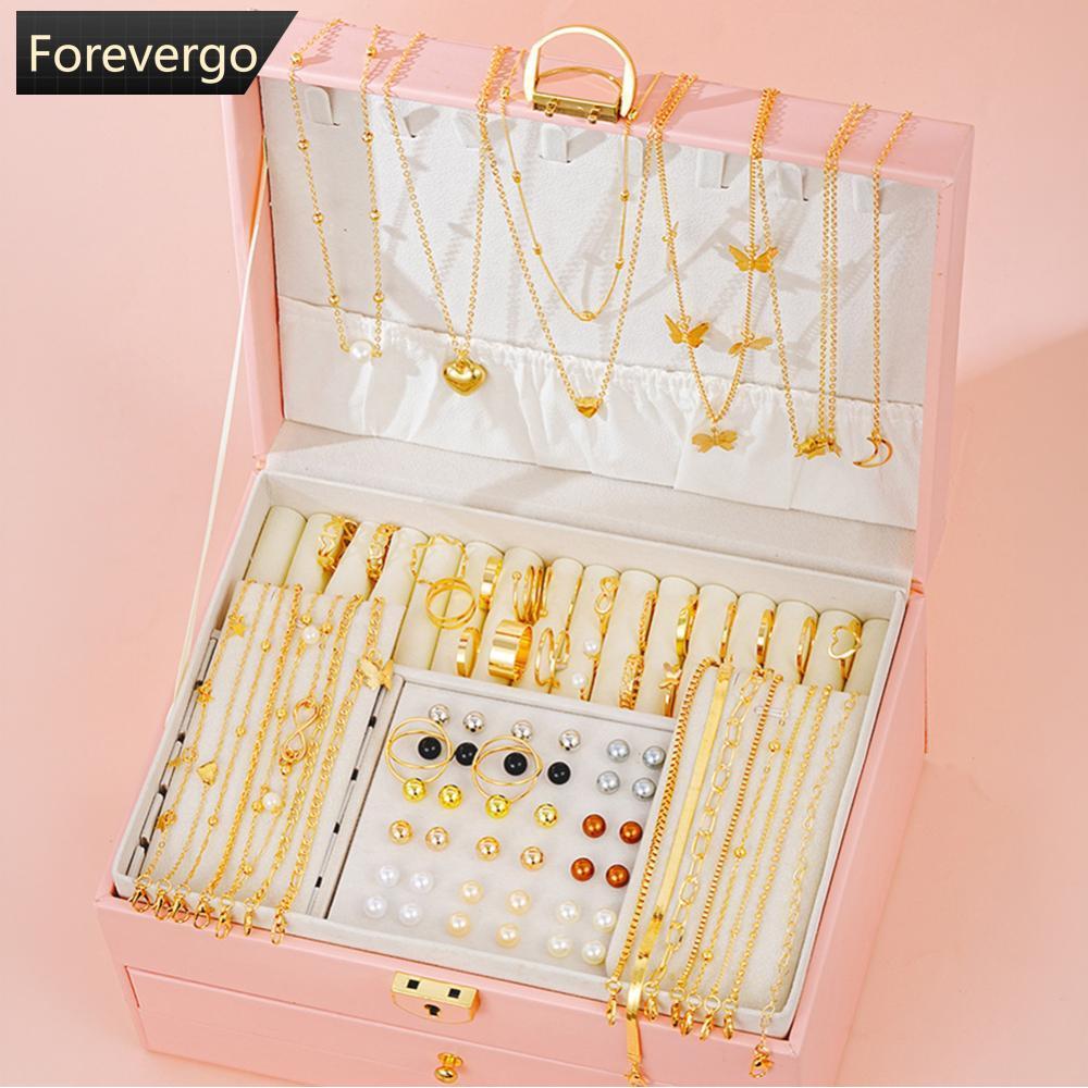 FVG Elegant Minimalist Butterfly Pearl ชุดเครื่องประดับรวมสร้อยคอต่างหูและแหวนอุปกรณ์เสริมเครื่องประ