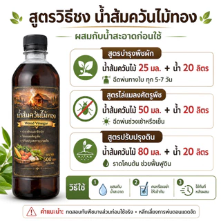 [1แถม1] น้ำส้มควันไม้ แท้ 100% สูตรเข้มข้น (500ml) ครบจบในขวดเดียว ไล่แมลง บำรุงพืช ดับกลิ่น ปรับดิน แถมฟรีเมล็ดผัก