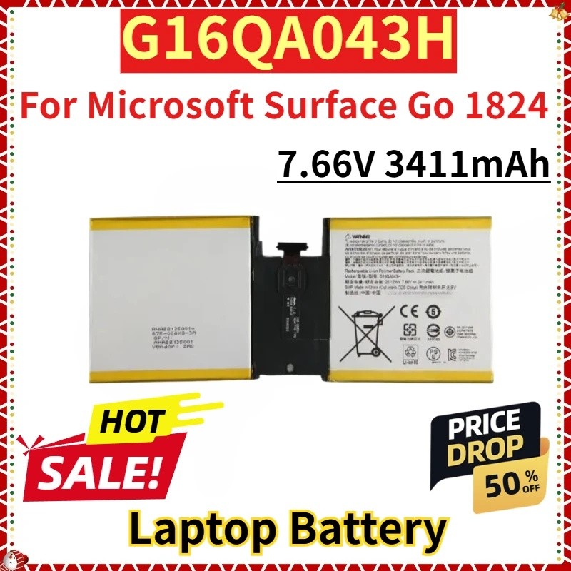 สําหรับ Microsoft Surface Go 1824 ยี่ห้อใหม่เปลี่ยนแบตเตอรี่แล็ปท็อป 7.66V 3411mAh G16QA043H