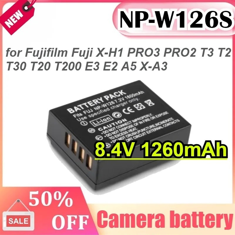 8.4V 1260mAh NP-W126S แบตเตอรี่กล้องสําหรับ Fujifilm Fuji X-H1 PRO3 PRO2 T3 T2 T30 T20 T200 E3 E2 A5