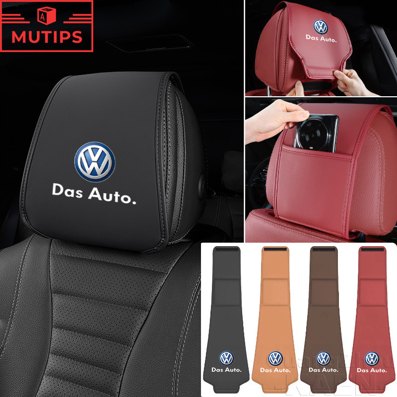 Volkswagen ชิ้นผ้าคลุมเบาะรถยนต์ ป้องกันสกปรก พนักพิงศีรษะที่นั่ง Cover หนัง เบาะหัวคอที่นั่ง cushio