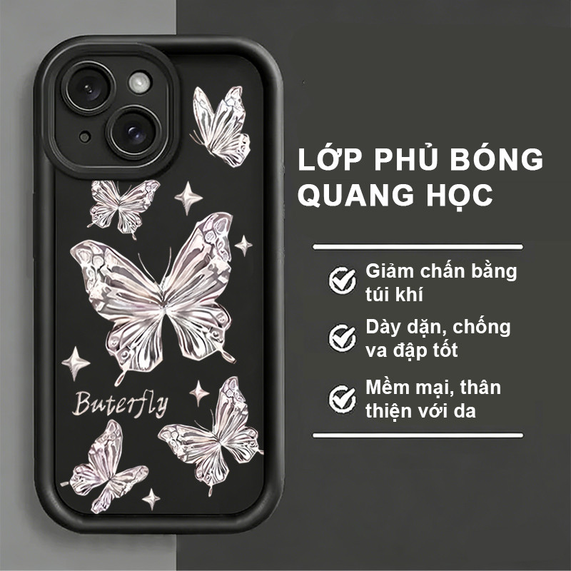 เคสโทรศัพท์ผีเสื้อเงิน 3D คุณภาพสูงเข้ากันได้กับ 16 15 14 13 12 11 XR XS Max 17 Pro Max XS