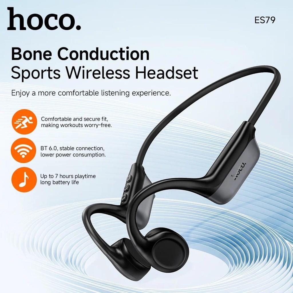 HOCO ES79 หูฟังบลูทูธ Bone Conduction สำหรับออกกำลังกาย กันน้ำ BT 6.0 ไร้สาย เชื่อมต่อ 2 อุปกรณ์ พร้อมไมโครโฟน