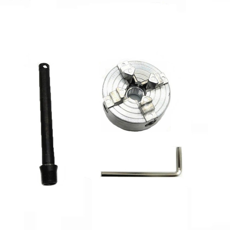 Z011A Mini Machine Tool Four-Claw Single-Action Chuck + M12 * 1 Chuck Connection Rod