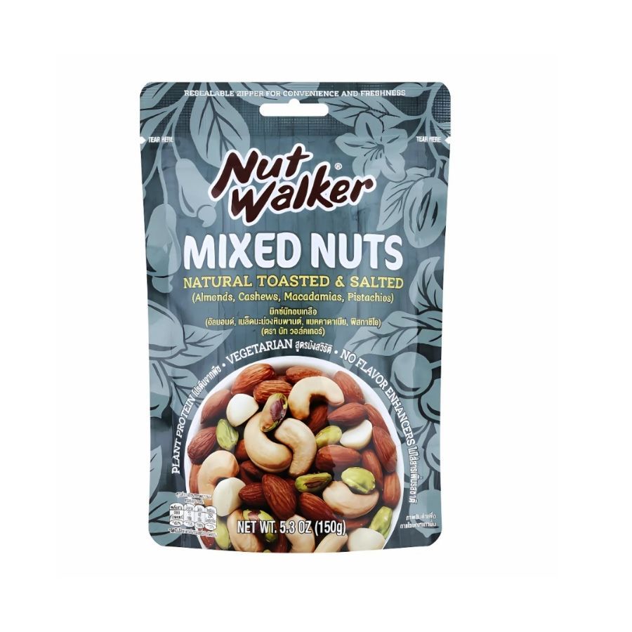นัทวอล์คเกอร์ มิกซ์นัทอบเกลือ Nut Walker Mixed Nuts Salted 150g.