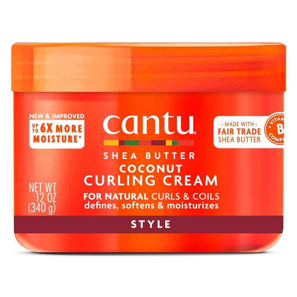 Cantu Coconut Hair Care Curling Cream มีเชียบัตเตอร์ เหมาะสําหรับผมธรรมชาติ 12oz |   เหมาะสําหรับผมธ