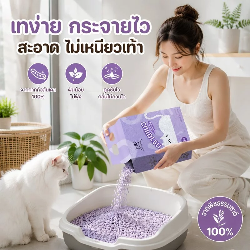 SKISOPGO ทรายแมวเต้าหู้ ออร์แกนิค100% ดับกลิ่นที่แข็งแกร่ง ทรายแมว tofuCatLitter 12ลิตร สินค้าคุณภาพ thumbnail 6