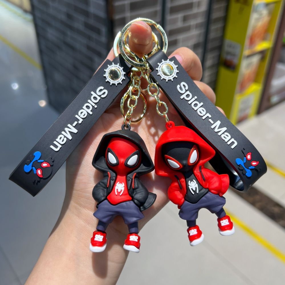 พวงกุญแจการ์ตูน Marvel Spider-Man - จี้สร้างสรรค์กระเป๋าพวงกุญแจรถ Charm, ของขวัญตุ๊กตา Avenger น่าร