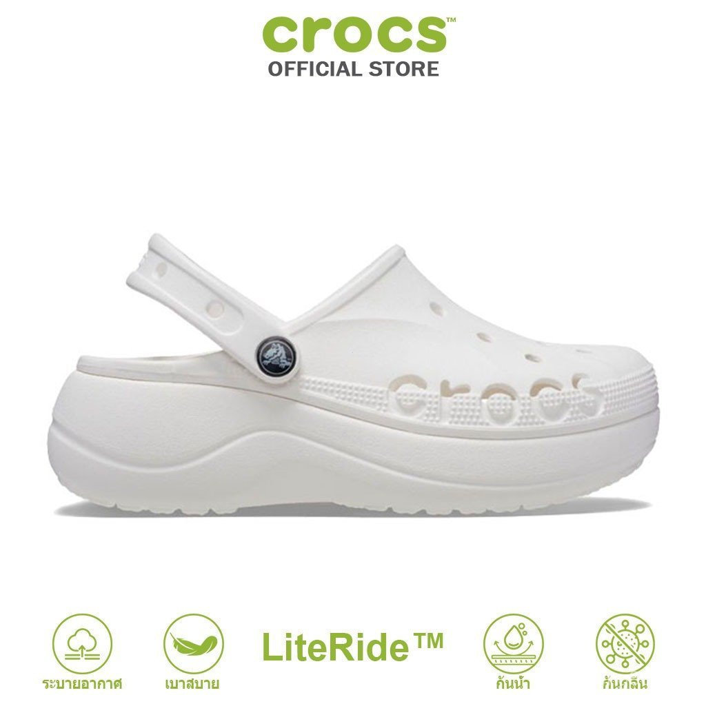 CROCS รองเท้าลําลองผู้หญิง BAYA PLATFORM CLOG รุ่น 208186100 - สีขาว