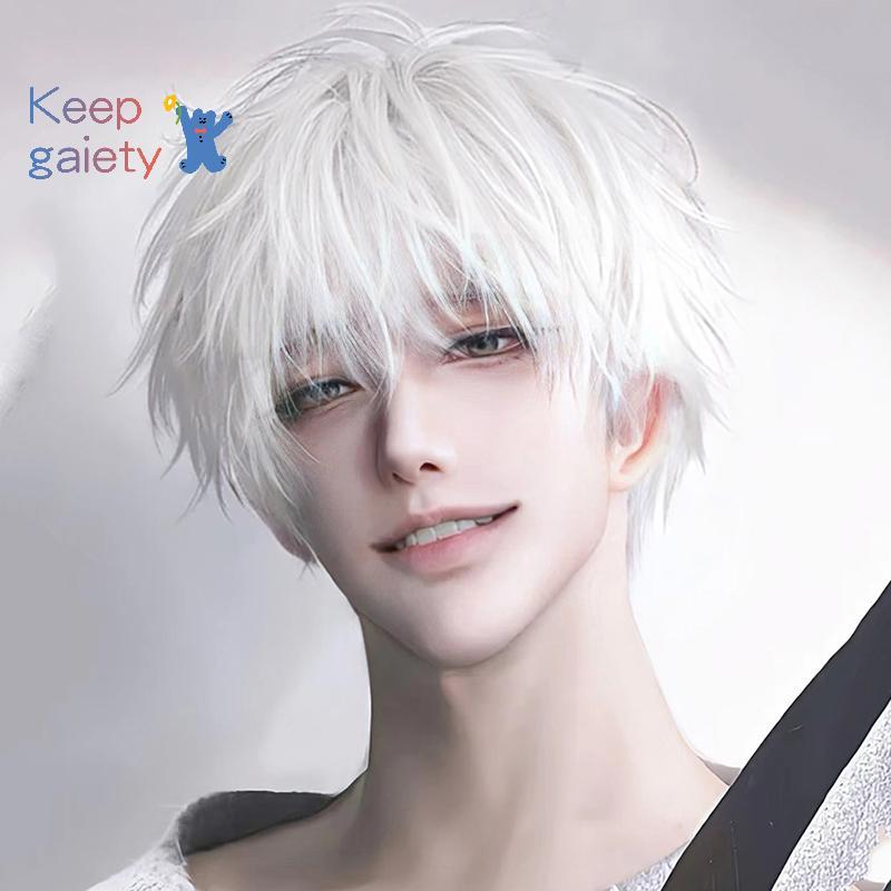 [Kpt-t] ผู้ชายอะนิเมะคอสเพลย์วิกชายสั้นตรงเครื่องแต่งกายสังเคราะห์ผม Cause วิกผมทนความร้อนสังเคราะห์