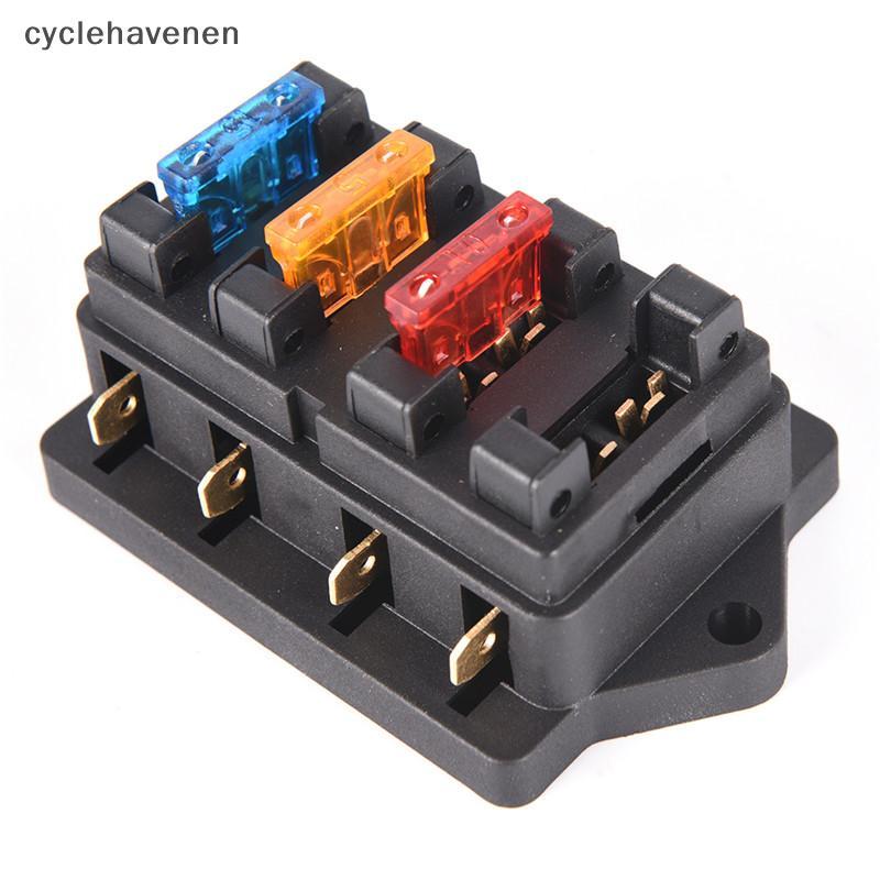 (GOOD) รถ 4 Way Circuit Standard ATO Fuse Box Blo Holder 12V/24V+4 Way Fuse (ใหม่)