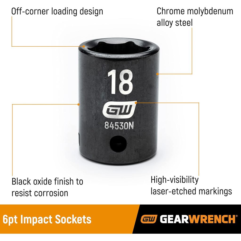 GEARWRENCH 1/2" ไดรฟ์ 6 จุด Deep Impact SAE Socket 1-7/16" - 84563N