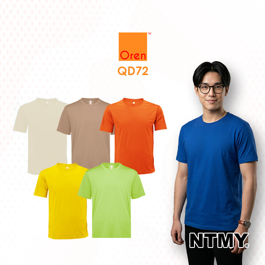 QD72 Oren Sport Quick Mini ตาไก่ไมโครไฟเบอร์ Unisex ธรรมดารอบคอกีฬา Jersey เสื้อยืด NTMY 5