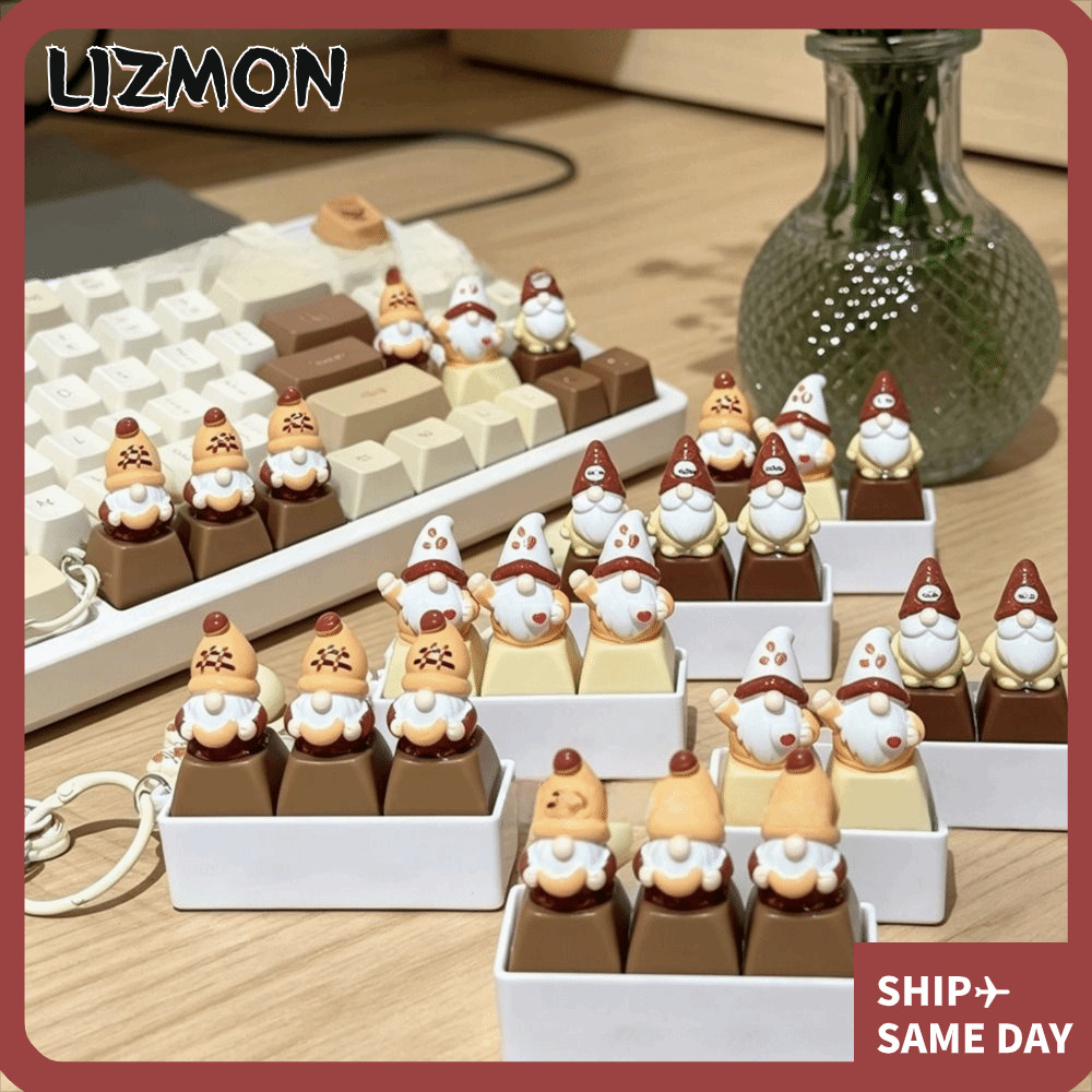 LIZMON Fidget พวงกุญแจของเล่น,แกนเงียบการ์ตูน Dwarf Keycap Fidget ของเล่น, Creative Mute คีย์บอร์ด K