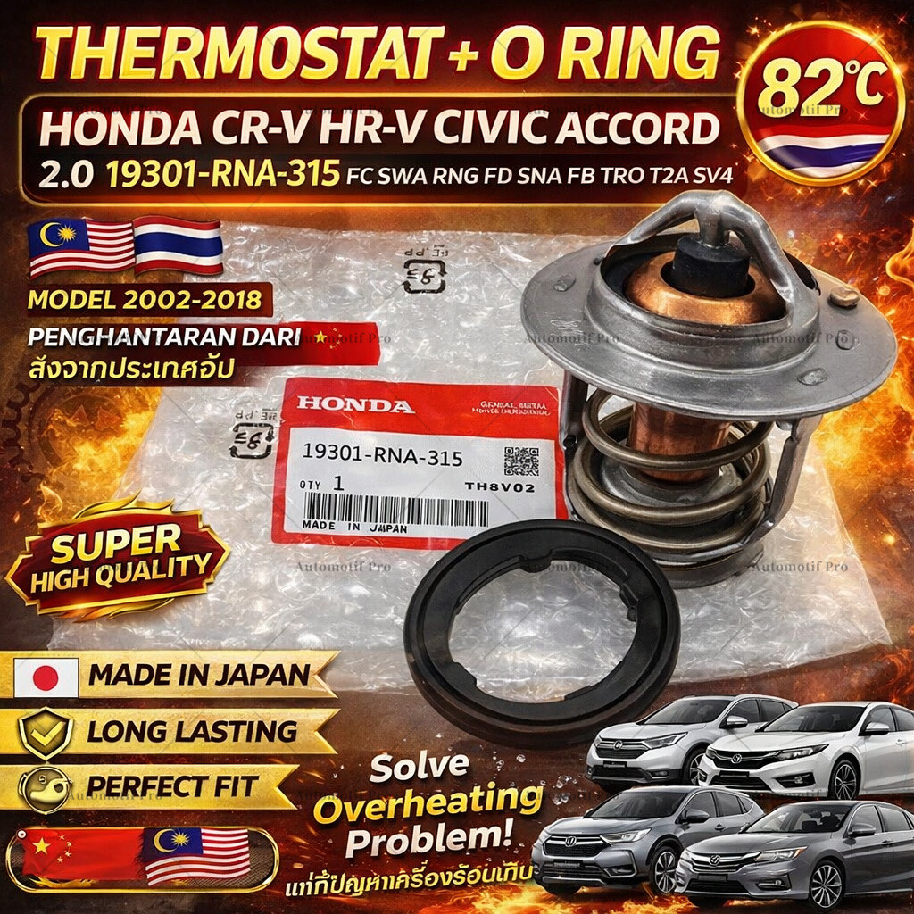 THERMOSTAT + O RING HONDA CRV TOA 2.0 HRV SWA RN6 CIVIC FD SNA / FB TRO FC SV4 ACCORD TAO T2A 2.0 19