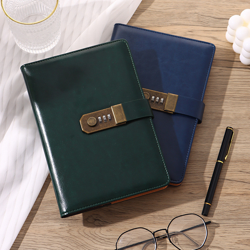 Retro A5 Notebook Retro Code Book Locked Diary Business Creative Work Manual Ledger 7.31 GR9R