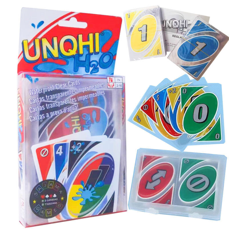 เกมกระดาน UNO H2O การ์ดเกม WaterProof Pressure Proof PVC พลาสติกโปร่งใสของเล่นเด็กเล่นไพ่ฮาโลวีนวันเ
