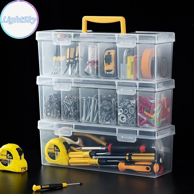 LightSky ปรับ Dividers เครื่องมือ Organizer ชุด 7 ชิ้นกล่องเก็บโปร่งใสสําหรับสลักเกลียวถั่วสกรู Pain