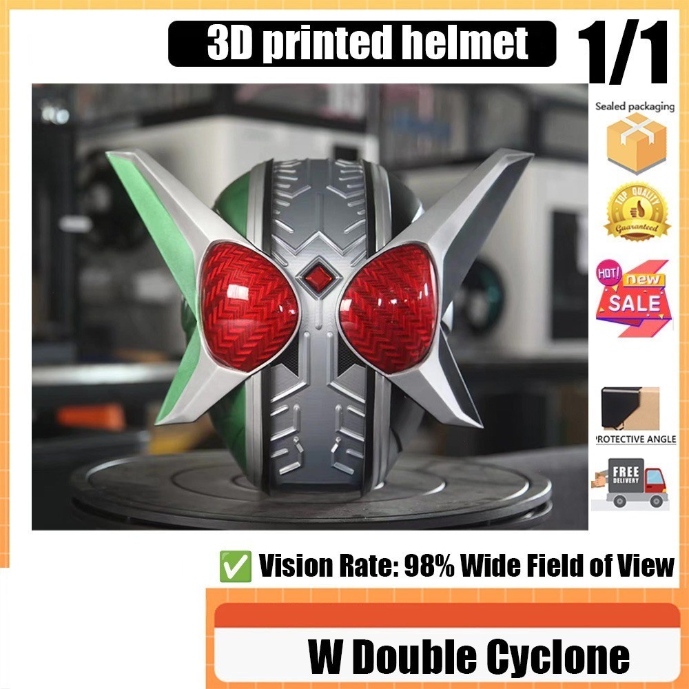 Kamen Rider 1/1 W Double Cyclone Collection Joker Extreme 3D พิมพ์หมวกกันน็อครุ่นทาสี 3D พิมพ์คอสเพล