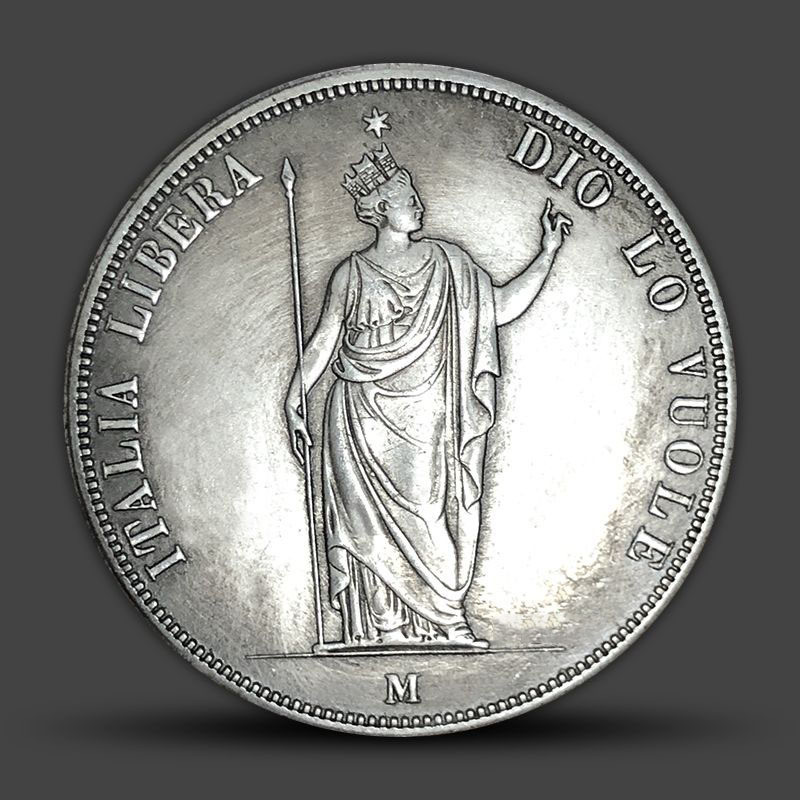 1848 Italian Spear Goddess 5 Lila Silver Dollar Coin 2026.7.19z0803a3