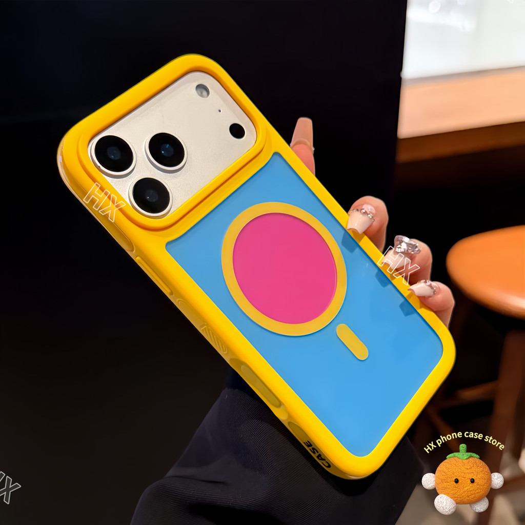 คุณภาพสูงสนุกสีบล็อกแม่เหล็กสองในหนึ่งTPU PCเคสโทรศัพท์สําหรับiPhone 16 Pro 16 Pro Max 17 17 Pro 17 Pro Max drop Proofป้องกันโทรศัพท์กรณี