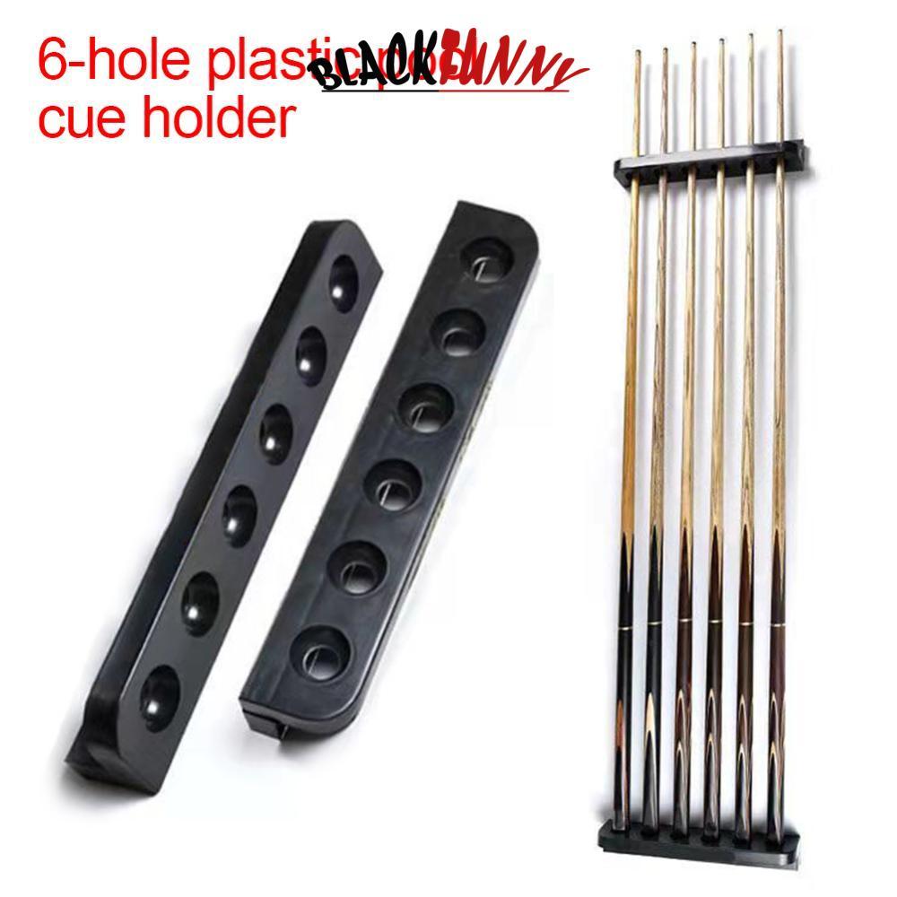 BLACKFUNNY 1 คู่ Pool Cue ผู้ถือก้านพลาสติก 6 หลุม Universal แขวนผนังผู้ถือ Rod ป้องกันการเปลี่ยนรูป