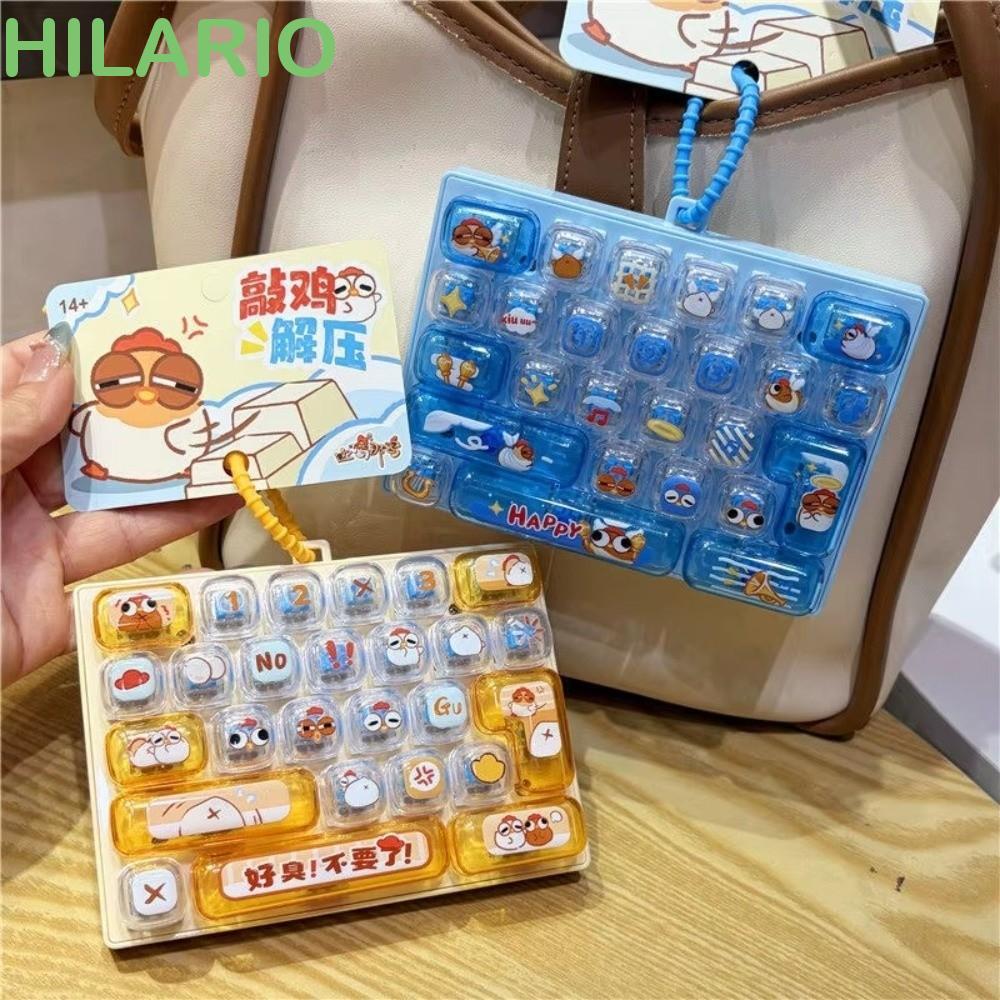 HILARIO Fidget คีย์บอร์ดจี้,ซิลิโคนการ์ตูนปุ่มกด,แฟชั่น Miniature Creative Decompression Keycap Clicker พวงกุญแจ Party Favor