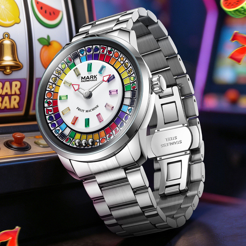 Mark Fairwhale Watch Roulette Turntable นาฬิกาข้อมือควอตซ์เครื่องผลไม้ Tiger นาฬิกาผู้ชาย