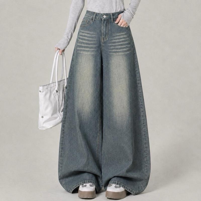 JINJEANS-301 | (XS-6XL) jinjeans สีบลูวินเทจ กางเกงยีนส์ขากระบอกใหญ่ baggy jeans พร้อมส่งจากไทย